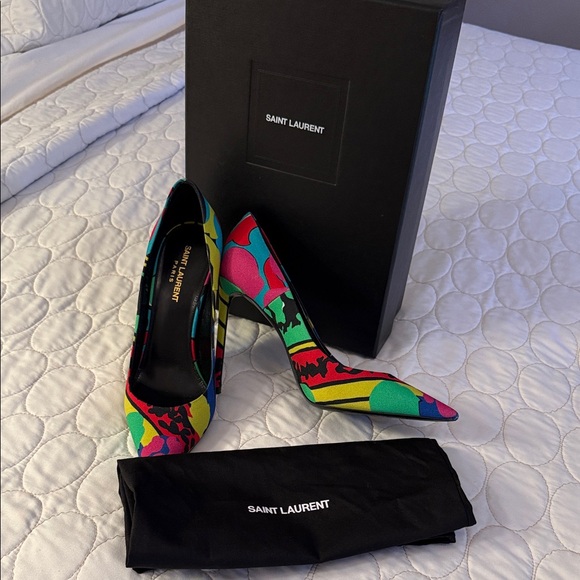 Saint Laurent Multicolor Floral Pointed-Toe Stiletto Pumps - Bright Print - Picture 6 of 9